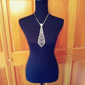 Unique Rhinestone Tie Necklace
